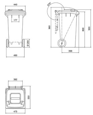 120 litre Wheelie Bin image from WheelieBin Warehouse (all rights reserved)